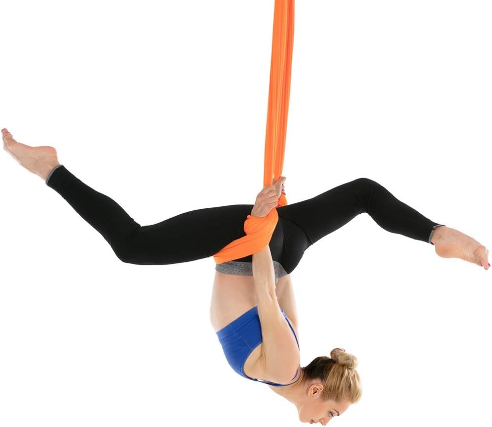 TKFY Premium Yoga DIY Aerial Silks Equipment Aerial Yoga Hammock Safe Deluxe Aerial Kit yoga Swing Sling Elastic with Carabiner&daisy Chain Hanging rope