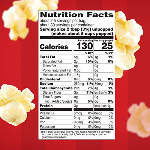 Orville Redenbacher's Light Butter Microwave Popcorn, 2.85 Ounce Classic Bag, 12-Count, Pack of 6