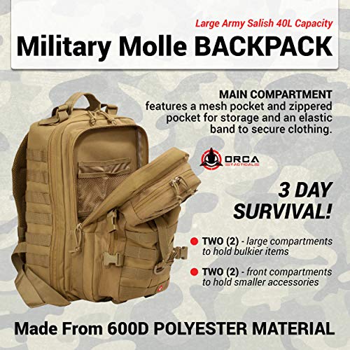 Orca Tactical Military Backpack Large Military Grade Backpack Army