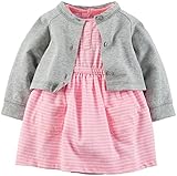 Carters Baby Girls 2-Piece Bodysuit Dress & Cardigan Set Pink Stripe