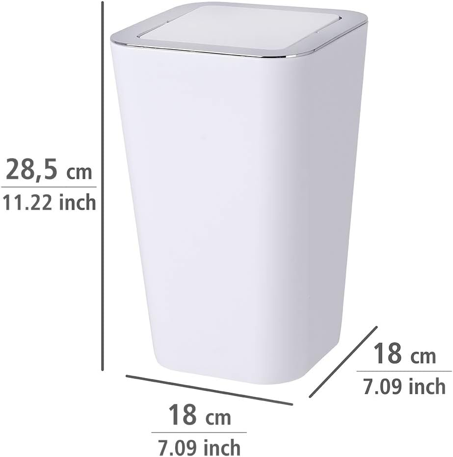 WENKO Candy Swing Cover Bin, ABS/PS, White/Chrome, 18 x 18 x 28.5 cm, 18 x 28.5 x 18 cm - Image 5