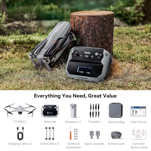 Ruko F11PRO 2 Drone with 6K Camera for Adults, 3-Axis Gimbal Stabilizer, 2 Batteries for 70-Min Flight Time, Long-Range Transmission, Auto Return & Beginner-Friendly, Ideal Tech Gift