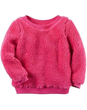 Girl's Pink Sherpa Crew Neck Sweater (9 Months)