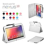 SHEROX Google Nexus 10 Case - Slim Folio Case Cover for Google Nexus 10 Inch Android Tablet (Nexus 10, WHITE)