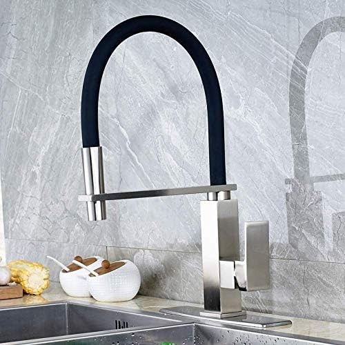 おもちゃ Pcソフト 腕時計高級ニッケル起毛と黒色キッチンシンク蛇口スイベルスパウトミキサータップカバープレート付き B07ytr3qwb