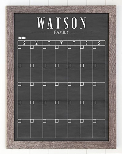 Dry Erase Framed Calendar, 18x24 or 24x36 Customized Dry Erase Wall Calendar, Modern Style Chalkboard Calendar, Family Framed Calendar, 2018 calendar organizer, Command Center, Planner, Custom
