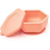 Tiny Twinkle Silicone Suction Bowl with Lid for Baby and Toddler - 100% Silicone - BPA Free - Microwave Safe - Suction Bowls For Baby, Snack Containers For Toddlers (Coral)