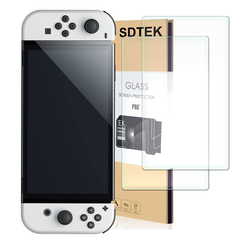 SDTEK *2 Pack Screen Protector Compatible with Nintendo Switch OLED, Tempered Glass Premium Screen Guard