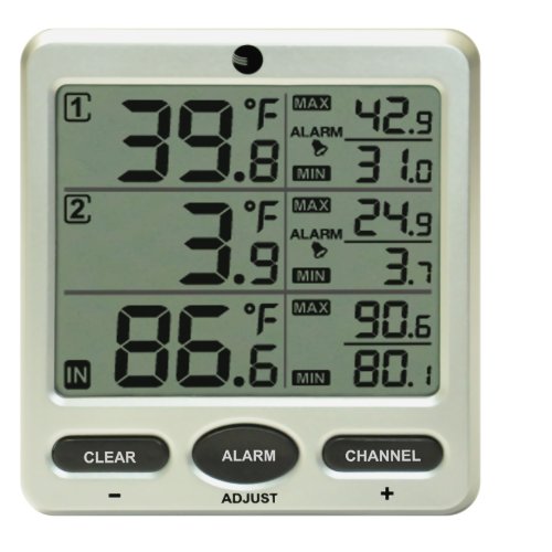 Ambient Weather WS-091-C Wireless Indoor/Outdoor 8-Channel Thermometer with Daily Min/Max Display, Console Only