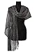 MissShorthair Womens Wedding Evening Wrap Shawl Glitter Metallic Prom Party Scarf with Fringe(Black)