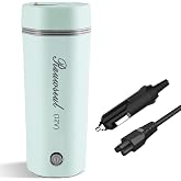 Rauwseul Portable Car Kettle 350ml, 12V 80W Mini Water Boiler, Green | BPA-Free, Food-Grade 304 Stainless Steel, One-Button Operation &amp; Auto Shut-Off, Car Mug for Boiling Water Hot Tea Coffee