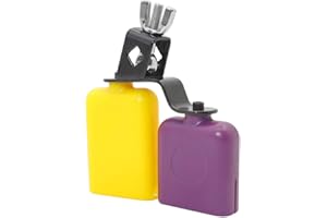 Aramox Bicolor Cowbell, Metal and Plastic Drum Set Instrument, Adjustable High Low Tones for Drummers, Durable with Vibrant P