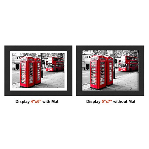 UnityStar Picture Frame 5x7, 2-Pack Solid Wood Wall Picture Frames Display 4X6 inch with Mat and 5X7 inch No Mat,Tabletop or Wall,Mounting Material Included - Thumbnail 3