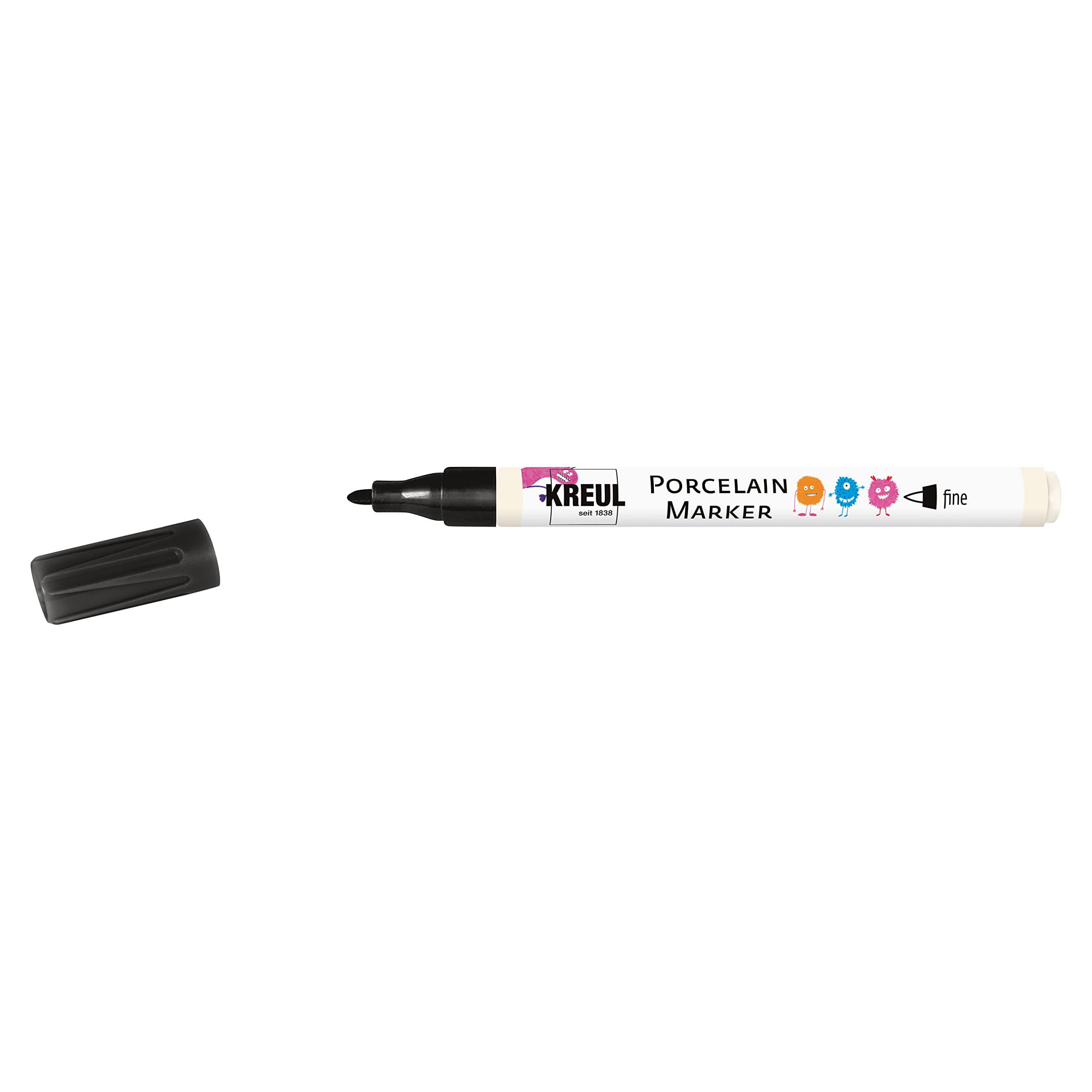 Kreul 16134 Porcelain Marker, Fine Black, Porcelain Painting Pen Developed for Children, Without Shaking and Pumping Immediately