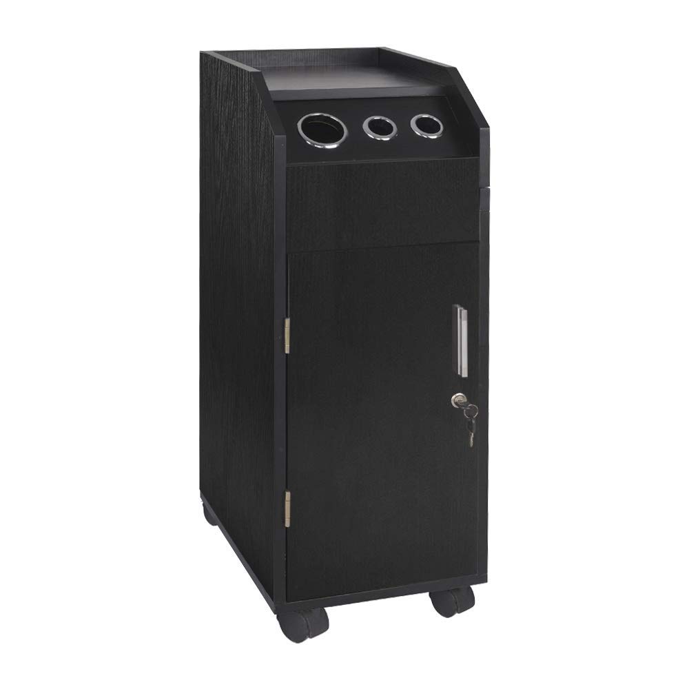 Redd Royal Salon Storage Trolley Cart for Hair Stylist with Wheels, 4 Drawers, Locks and 2 Keys, Spa Utility Carts w/Hairdryer Holder (Black): Beauty