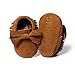 LIVEBOX LIVEBOX Infant Baby Girls and Boys Premium Soft Sole Moccasins Tassels Prewalker Anti-Slip Toddler Shoes (L: 12~18 months, Bow-Coffee)