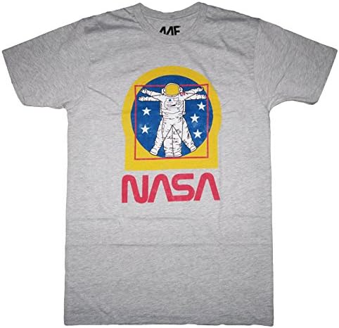 NASA Logo Designs Adult's Size Fashion Shirts (Medium, Vitruvian Astro (Heather Gray))