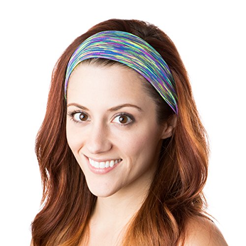 Hipsy Xflex Space Dye Adjustable & Stretchy Wide Headbands for Women (Space Dye Purple Multi)
