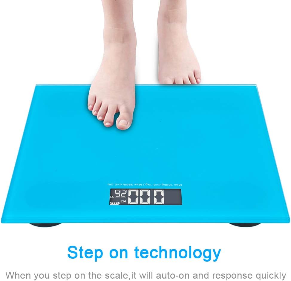 Wannoc Digital Scales Smart Scale, Toughened Glass Bathroom Scales with 4-Digits LCD Display(180kg / 397lb)