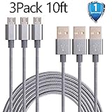 3 Pack 3 Feet Nylon Braided Micro USB Cable High Speed USB 2.0 A Male to Micro B Sync and Charging Cord Wire Universal for Samsung, HTC, Motorola, Nokia, Android, and More (1)