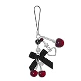 Nalefow Phone Charms Strap Cute Cherry CellPhone Straps Aesthetic Pink Red Black BlueCherry Phone Chain for Camera Keychain Bag Pendant Decor Gift (Cherry Apple)