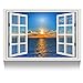 KREATIVE ARTS - Canvas Print Wall Art Window Frame Style Seascape Picture Wall Decor Stretched Giclee Print Gallery Wrap Modern for Home Decoration Ready to Hang (24''x36'', 1.Sunset on the Sea)