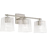 Capital Lighting 141731BN-508 Lexi Fluted Glass Bath Vanity Wall Mount, 3-Light 300 Total Watts, 9" H x 23" W, Brushed Nickel