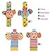 ThinkMax Baby Rattle, 4PCS Baby Wrist Rattle and Foot Rattles Finder Socks Set, Developmental Soft Animal Rattles Infant Baby Toys (Monkey and Elephant)