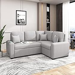 3 in 1 Convertible Sectional Sofa with Pull Out Bed