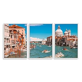 3 Piece Framed Canvas Wall Art for Living Room, Bedroom Italy City Landscape Canvas Prints for Modern Home Decoration Ready to Hang - 16"x24"x3 Panels