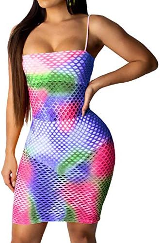 sexycherryWomen's Sexy Swimsuit Cover Ups Bodycon Swimwear Bikini Mesh Dress See Through Beach Dresses