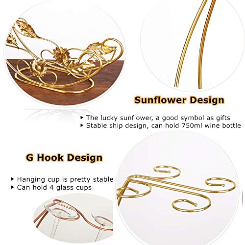 Homye Countertop Wine Rack with Glass Holder Freestanding Wine Holder