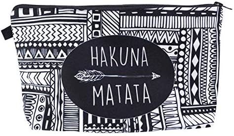 Llamazing Womens Cosmetic Bag Makeup Hand Bag Pencil Case Coin Purse (Hakuna Black&White)