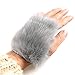 LOCOMO Women Girl Hand Warmer Fingerless Faux Fur Hair Gloves FAF035GRY Gray