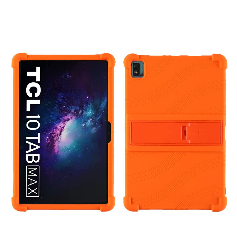 LEHEE Case for TCL 10 Tab Max 4G 10.36", Adjustable Soft Silicone Kids Friendly Protective Cover for TCL 10 Tab Max 4G (10.36"), Orange