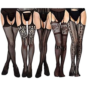YSense 5 paar jarretelkousen met kousenriem dames jarretelkousen zwart halterloze netkousen netpanty’s herbruikbaar