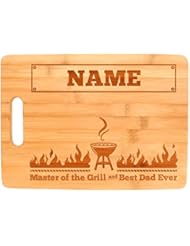 Personalized Grill Gifts Custom Name Master of the Grill and Best Dad Ever Personalized Fathers Day Gifts from Daughter Father Son Gifts Dad Grill Big Rectangle Bamboo Personalized Cutting Board