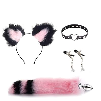 phoenix marie anal plug Skunk Black White Tail Plug Collar Set – DDLG Playground main image 0