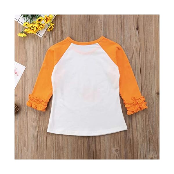 Toddler Baby Kids Girl Halloween Pumpkin Print Long Sleeve Cotton T-Shirt Top - Image 5