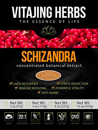 Organic Schizandra Berry (Schisandra Chinensis) Extract Powder (8oz-227gm), 20:1 Concentration (Also Known As the Five-Flavor Berry, Wu Wei Zi)
