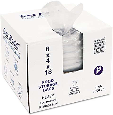Inteplast GroupPB080418H Get Reddi Food & Poly Bag 8 x 4 x 18 8-Quart 1.00 Mil Clear 1000/Carton