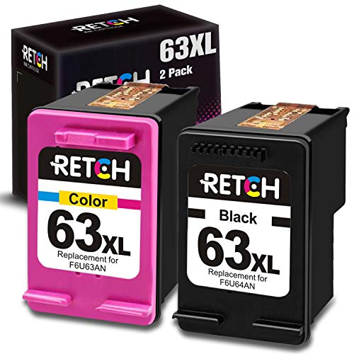 RETCH Remanufactured Ink Cartridge Replacement for HP 63 Ink 63XL Compatible with OfficeJet 3830 5255 5258 Envy 4520 4512 4513 4516 DeskJet 1112 1110 3630 3632 3634 2132 Printer (1 Black, 1 Color) - Thumbnail 7