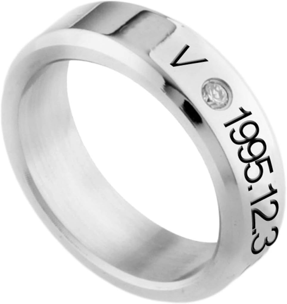 Peerless Kpop BTS Bangtan Boys Member Accessories Titanium Birthday Ring(None Diameter: 18mm)