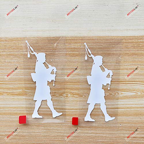 3S MOTORLINE (2) 4'' White Scottish Bagpiper Bagpipes Scotland Decal Sticker Car Vinyl no bkgrd die Cut sda1
