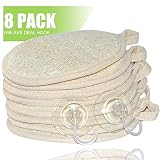 Exfoliating Loofah Sponge Pads (Pack of 8) - Large 4x6-100% Natural Luffa and Terry Cloth Materials Loofa Sponge Scrubber Body Glove - Men and Women
