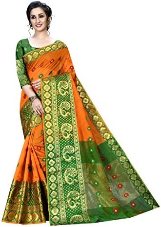 Regolith Designer Sarees Women Banarasi Cotton Saree With