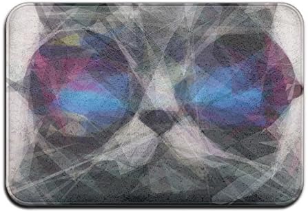HCTEC Cool Cat With Sunglasses Indoor &amp; Outdoor Rugs 24" X 16" Bathroom Mats Door Entrance Welcome Mat Non-slip Doormat Pet Mat