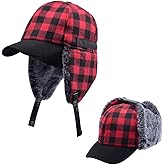 Winter Warm Trapper Hat for Men Ear Flap Buffalo Plaid Elmer Fudd Tweed Baseball hat with Brim Visor