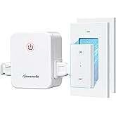 DEWENWILS Remote Control Outlet, Wireless Wall Light Switch with 2 Side Outlets, No Wiring Remote Outlet Switch, 15A/1875W, 1