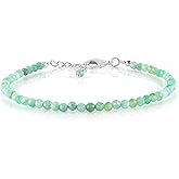 InfinityGemsArt Natural Bracelet For Women Gemstone Micro Beads Dainty Jewelry Christmas Gifts for Women, Birthstone, Stone Jewelry 925 Sterling Silver Chain 8 inch Adjustable